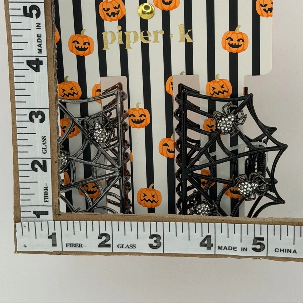 Piper K Halloween Goth Spider Web Claw Clips - Set of 2
